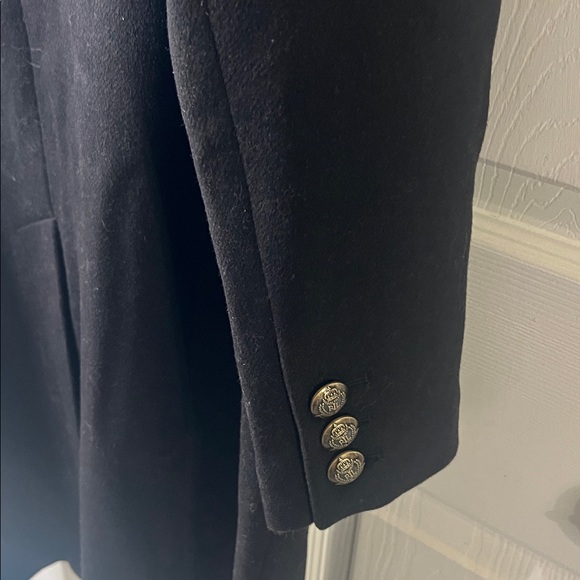 NWT Lauren Ralph Lauren Wool Crest Coat Black Midi Military Coat Size 8 - Picture 8 of 9